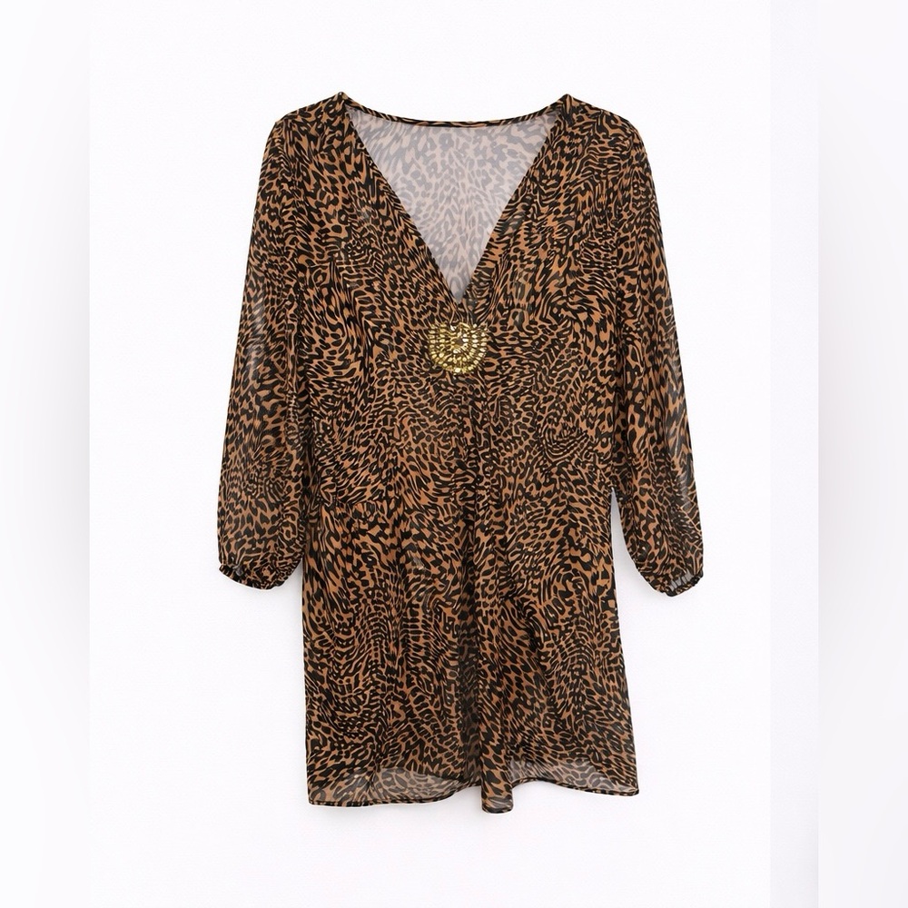 🐆 Express Sheer Leonard Print Blouse